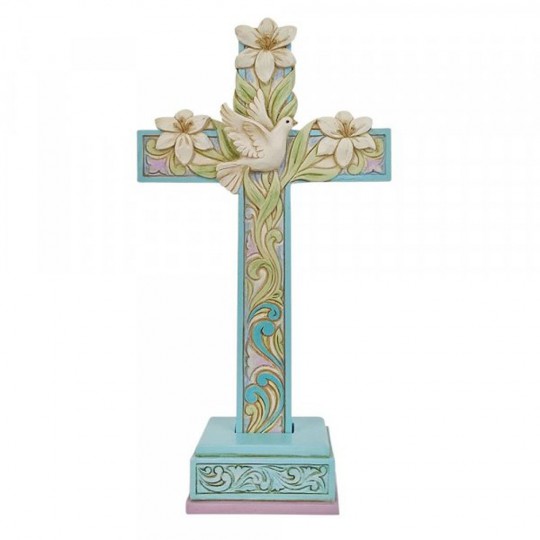 Figurina Cruce cu Crini și Porumbel
