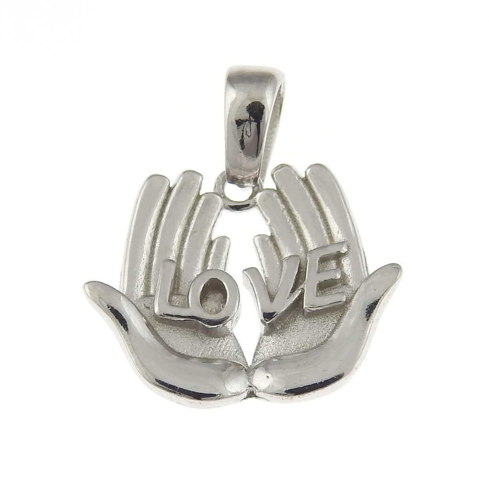 LOVE pendant, rhodium-plated 925 silver