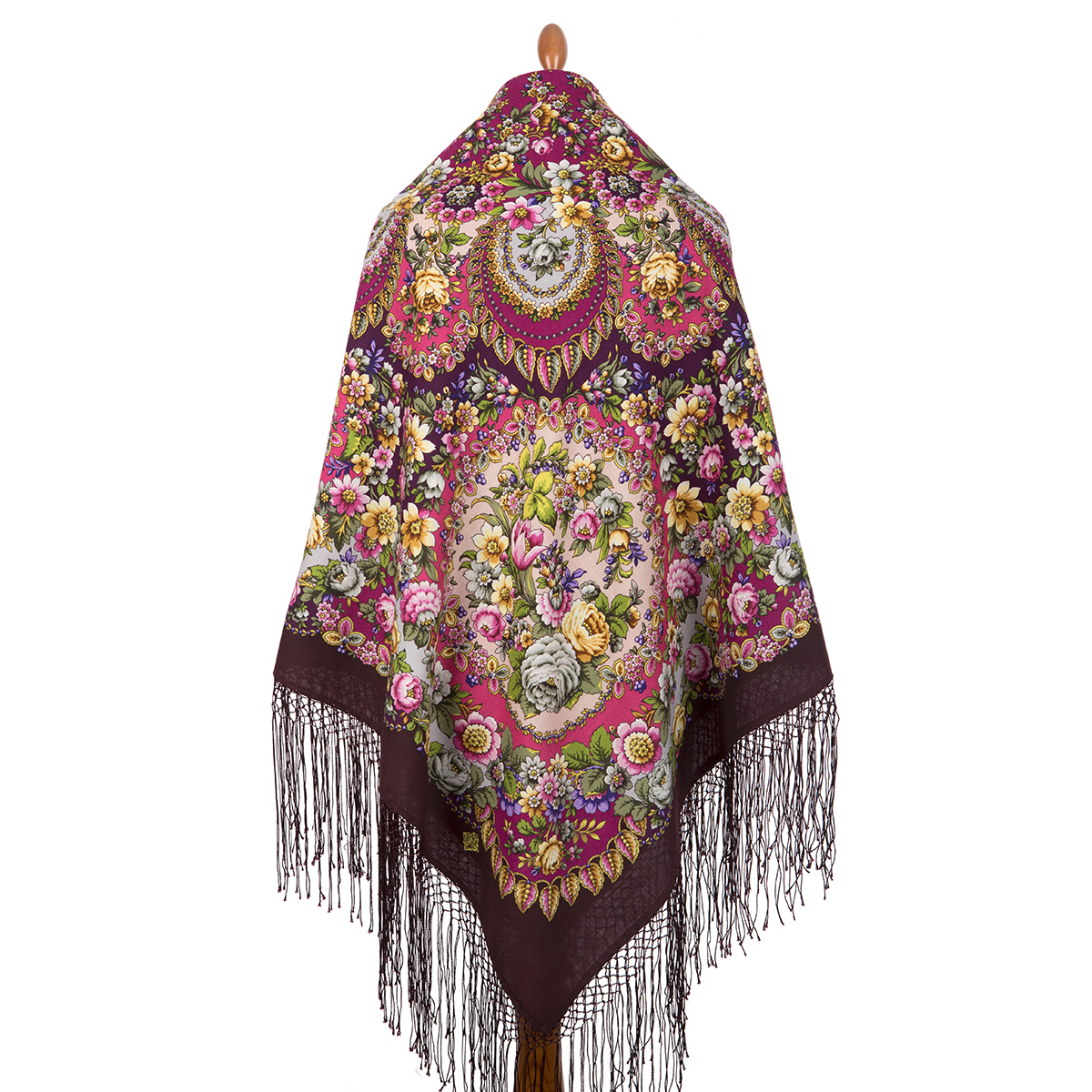 Premium shawl Rose Soul, wool, brown - 148x148cm