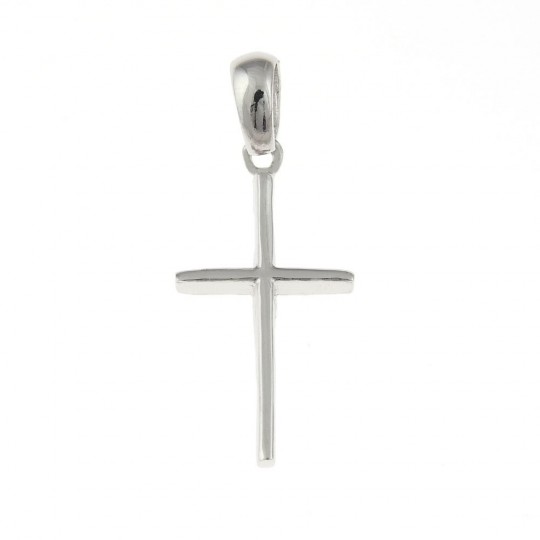 Cross pendant, rhodium-plated 925 silver