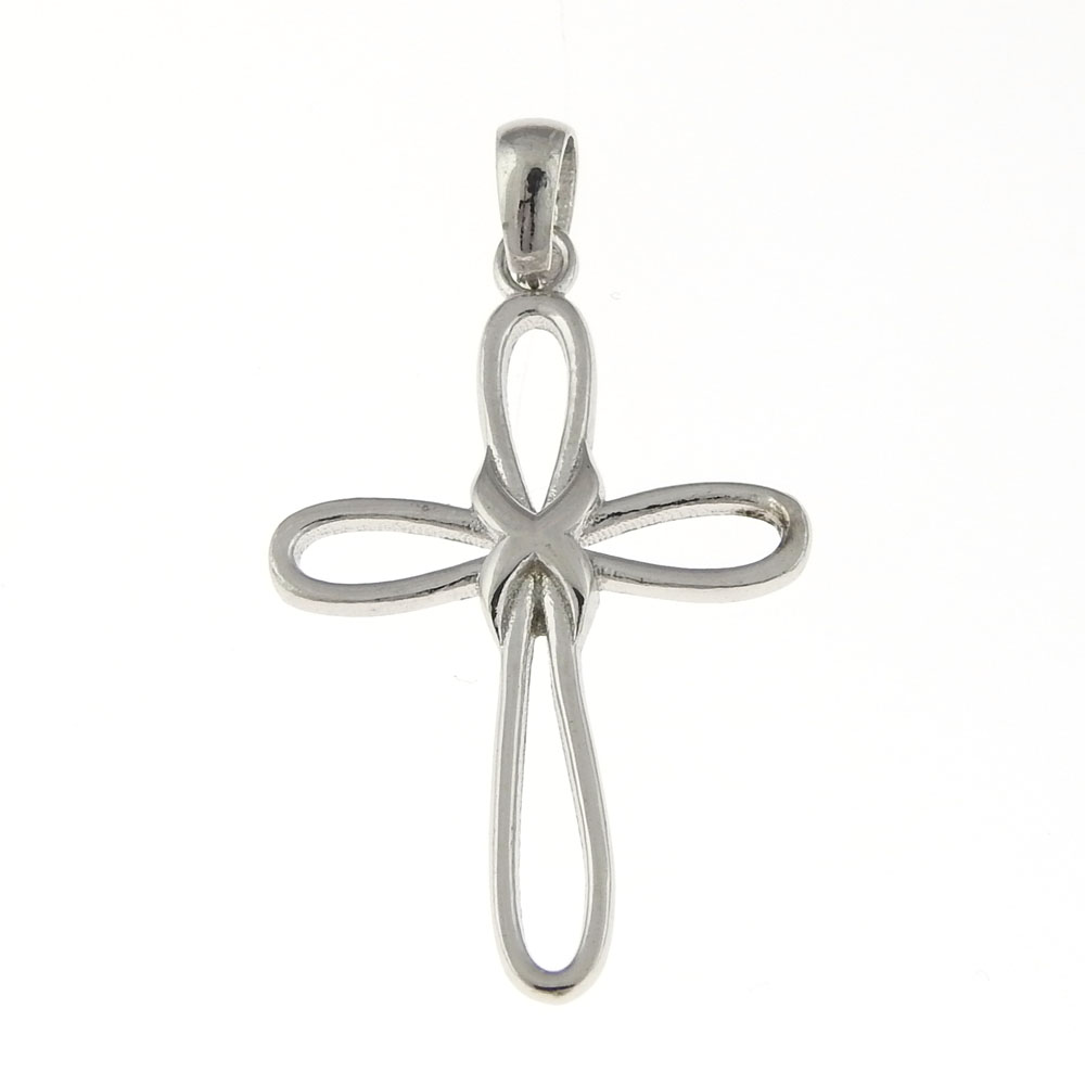 Infinity cross pendant, rhodium-plated 925 silver