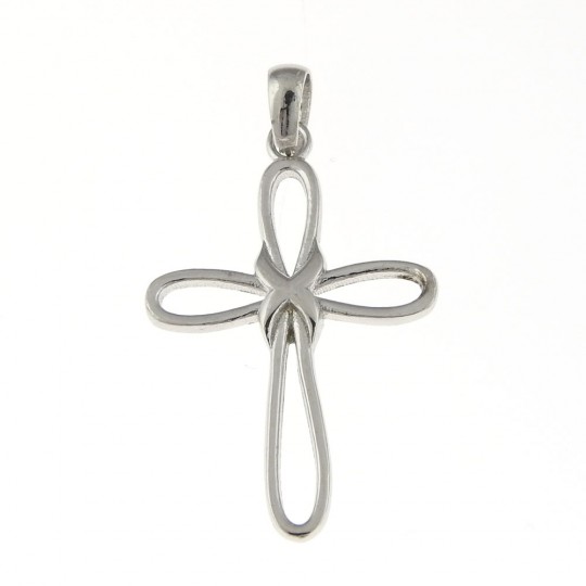 Infinity cross pendant, rhodium-plated 925 silver