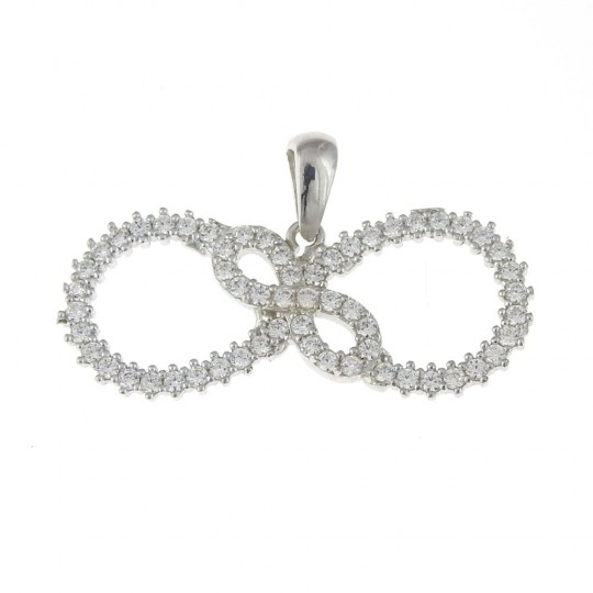 Infinity pendant with crystals, rhodium-plated 925 silver