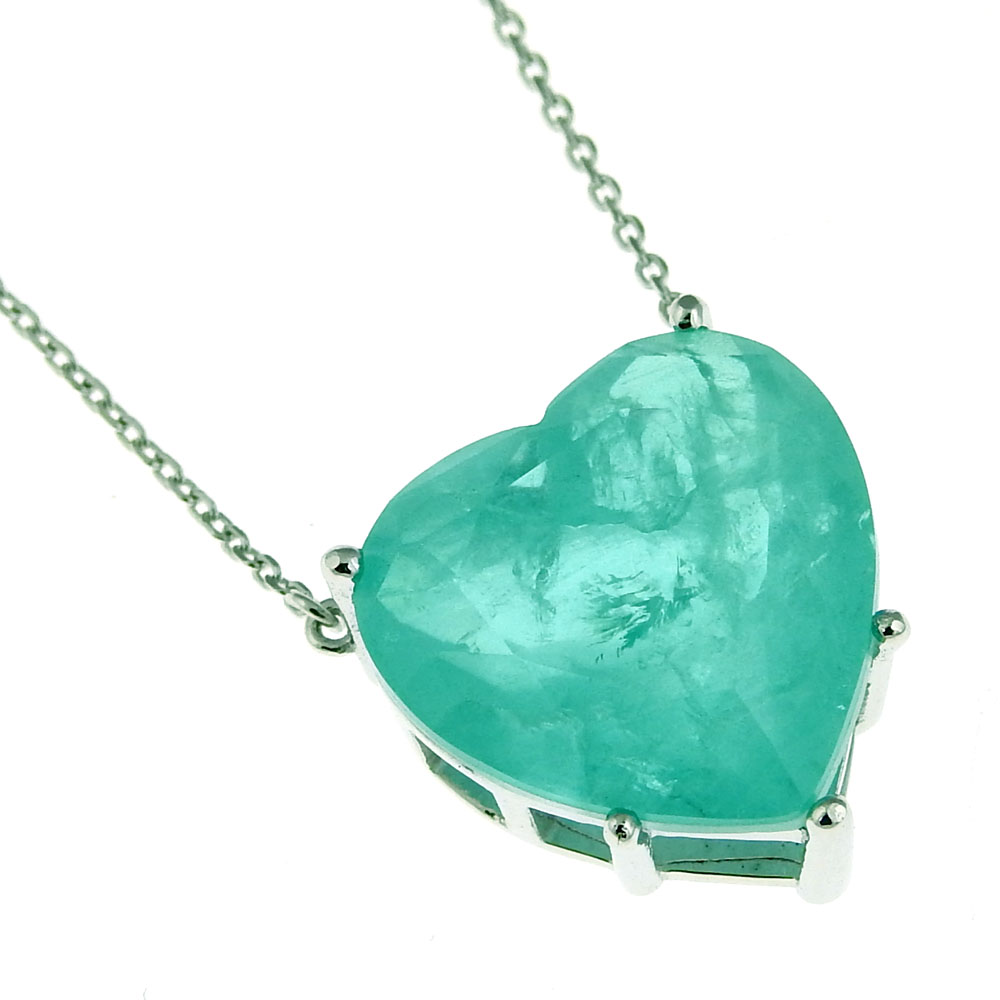Heart necklace with Paraiba tourmaline, rhodium-plated 925 silver