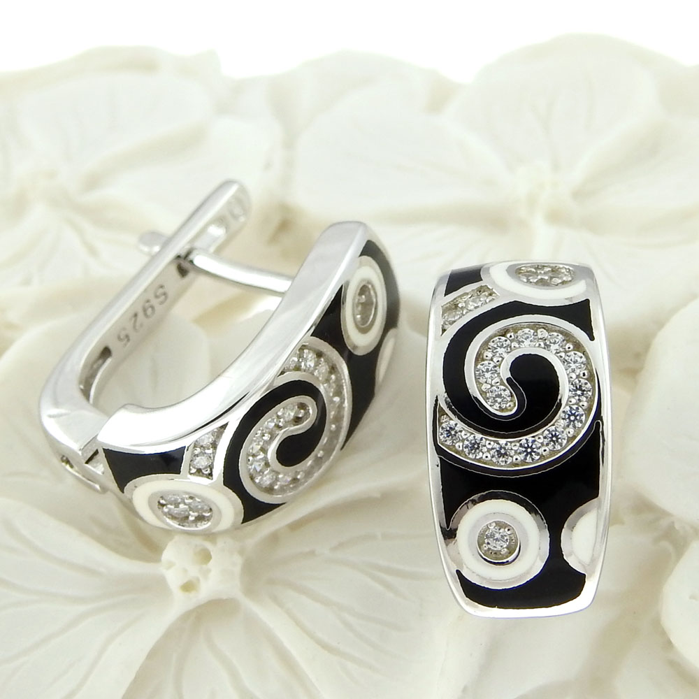 Spiral earrings with rhodium-plated silver 925 enamel