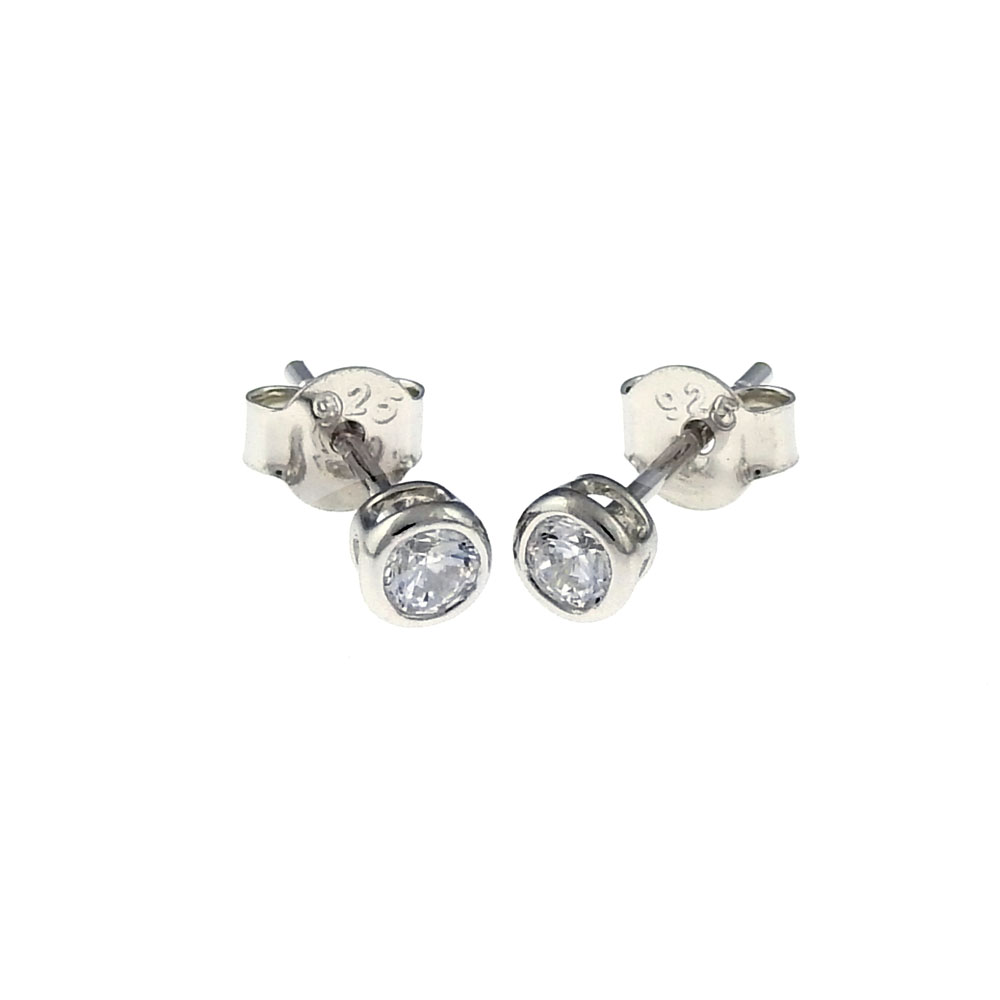 Stud earrings in rhodium plated silver 925 4mm
