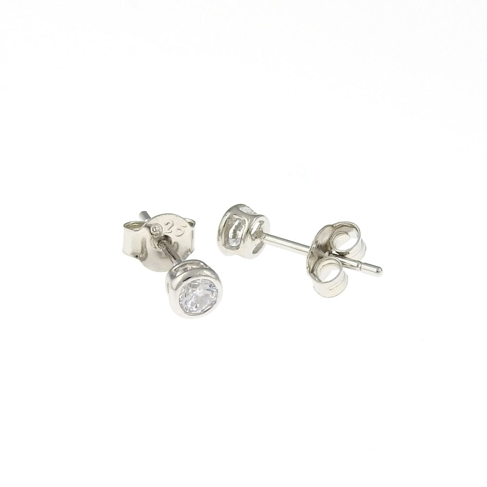 Stud earrings in rhodium plated silver 925 4mm
