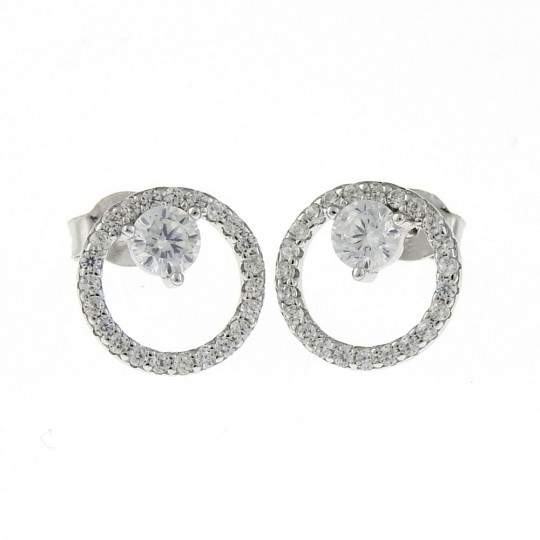 Neutron earrings with rhodium-plated 925 silver zirconia crystals