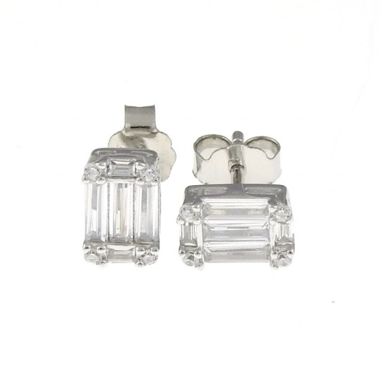 Rectangle stud earrings in rhodium-plated silver 925