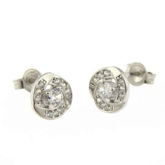 Fantasy earrings with crystals, rhodium-plated 925 silver