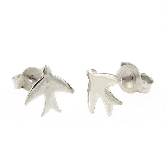 Swallow earrings, rhodium-plated 925 silver
