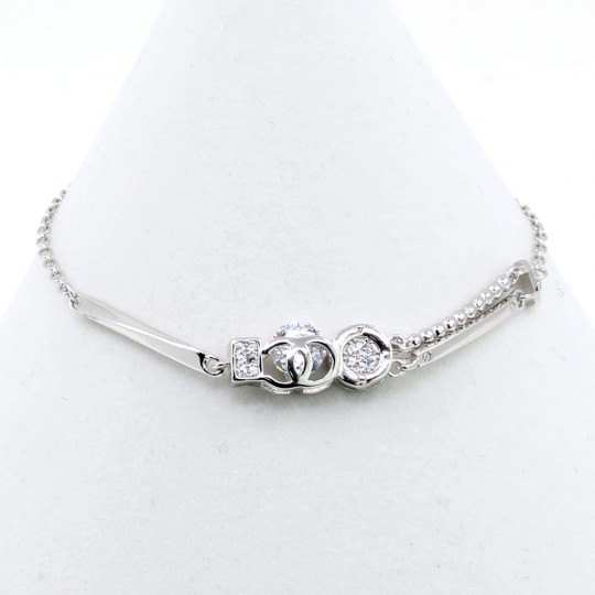Fantasy bracelet with crystals, rhodium-plated 925 silver