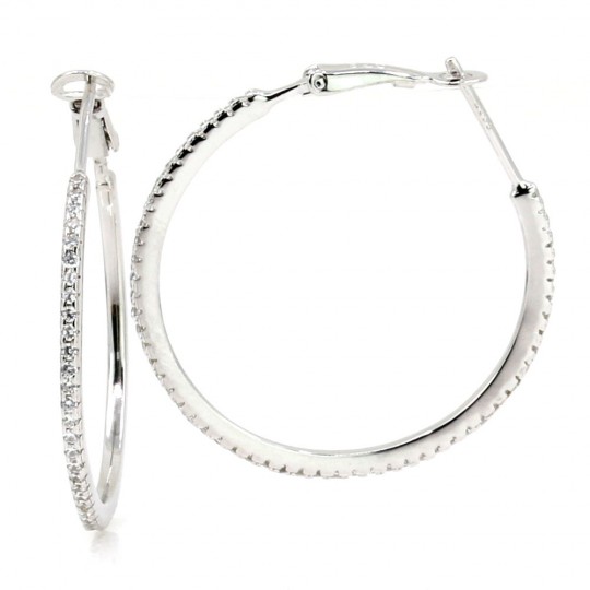 Cercei tennis cristale, argint 925 rodiat, 32mm