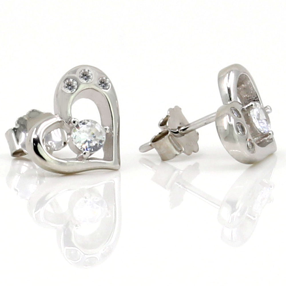 Heart earrings with rhodium-plated silver 925 crystals