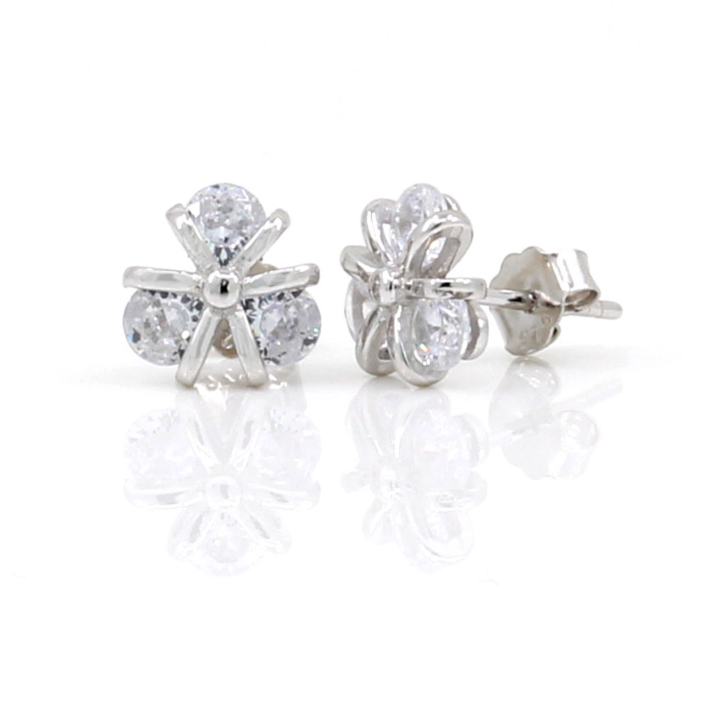 Clover earrings with rhodium-plated silver 925 crystals