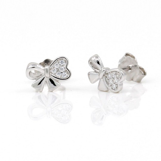 Bow earrings with rhodium-plated silver 925 crystals