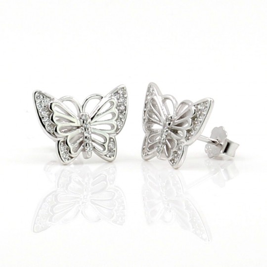 Cercei fluture cu cristale argint 925 rodiat
