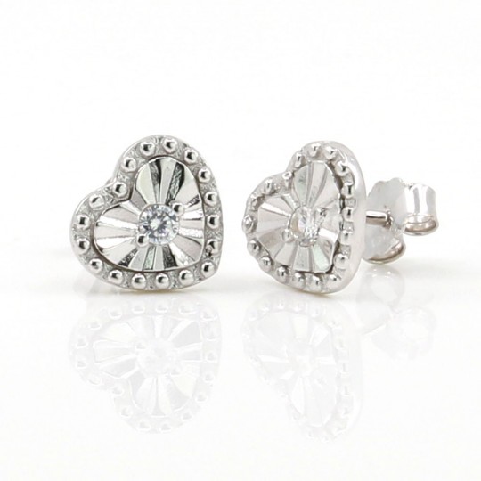 Heart earrings with rhodium-plated silver 925 crystals
