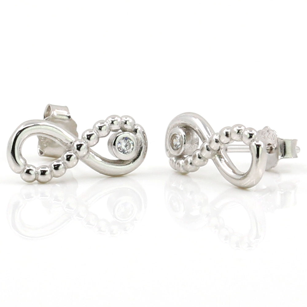 Infinity earrings with rhodium-plated silver 925 crystal