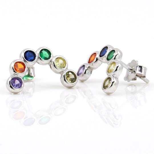 Rainbow earrings with rhodium-plated silver 925 crystals