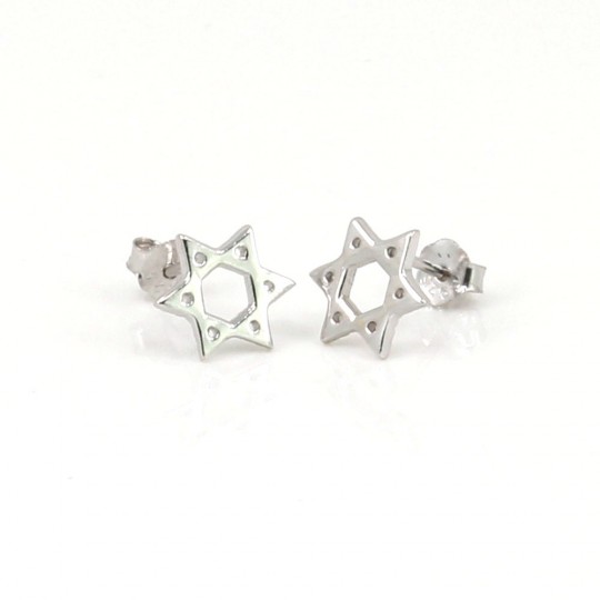 Star of David earrings silver 925 rhodium plated