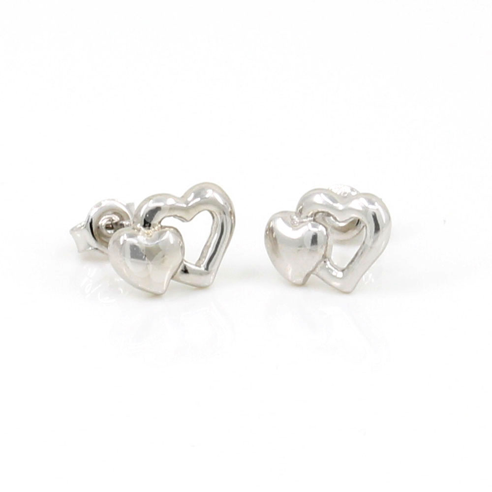 Heart earrings 925 silver rhodium-plated