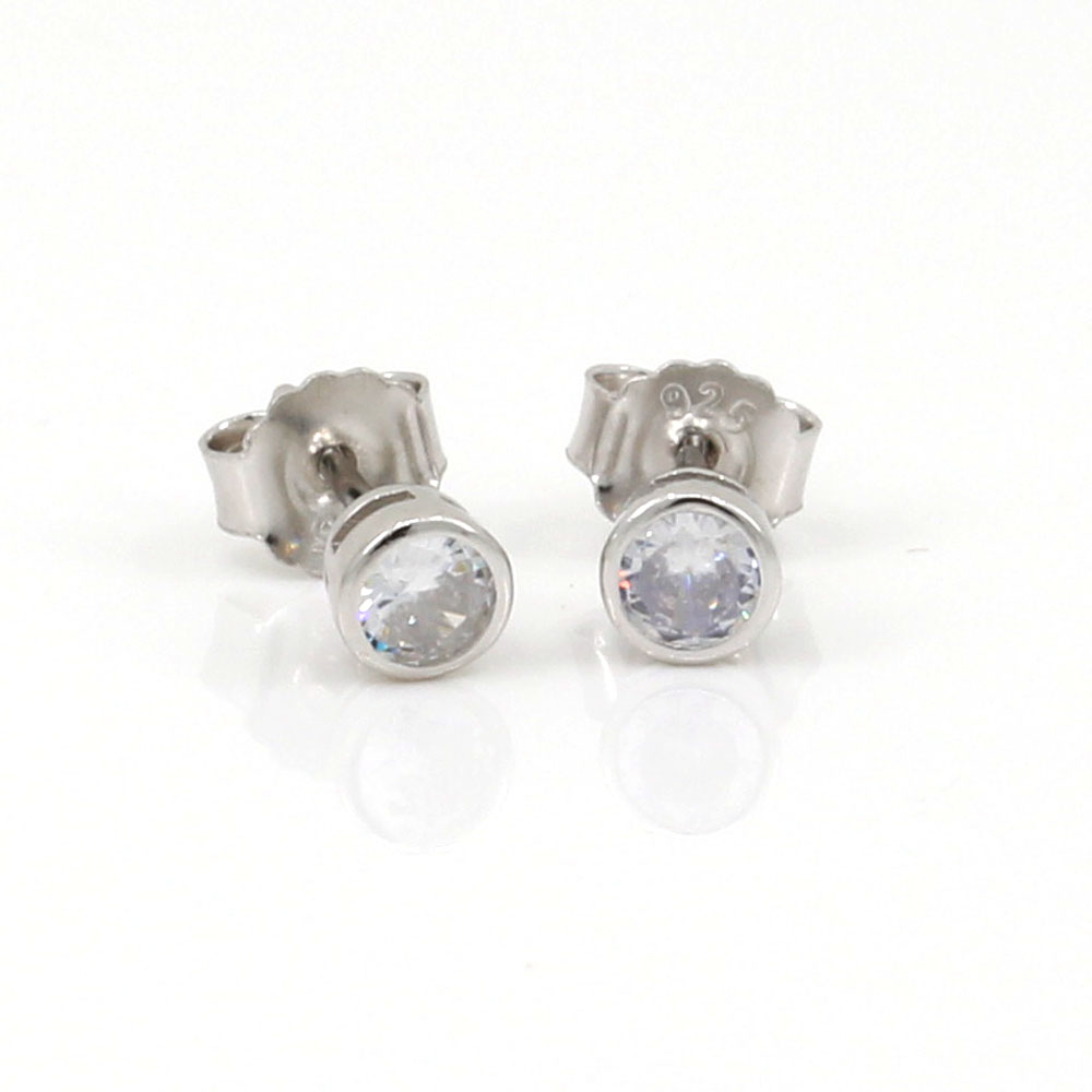 Stud earrings in rhodium-plated silver 925 - 5mm