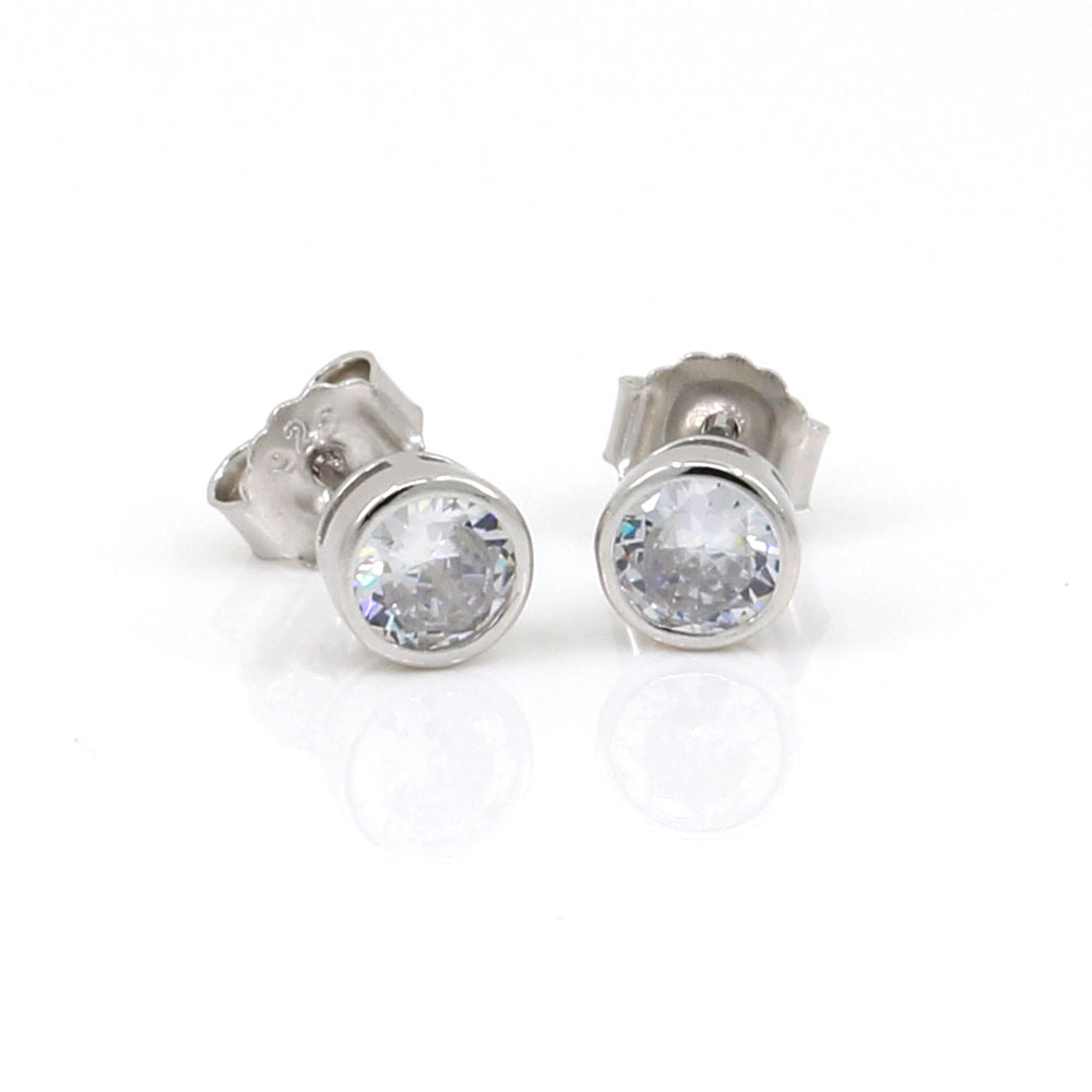 Stud earrings in rhodium-plated silver 925 - 6mm