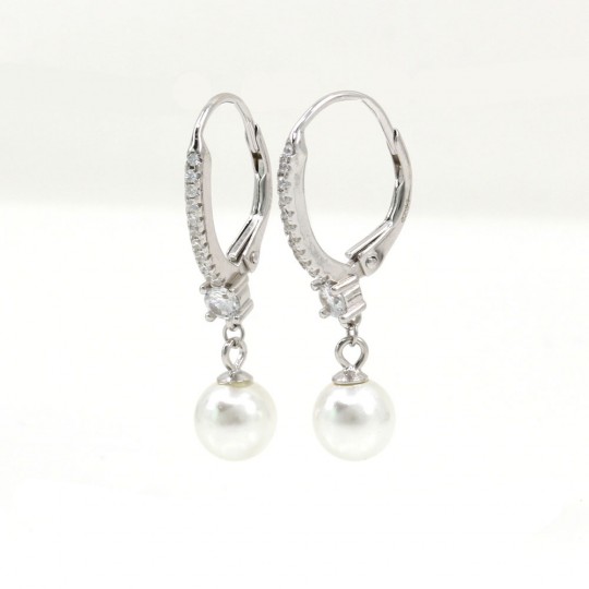 Pearl earrings in rhodium-plated 925 silver