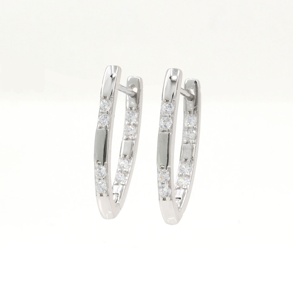 Arrow earrings with crystals, rhodium-plated 925 silver