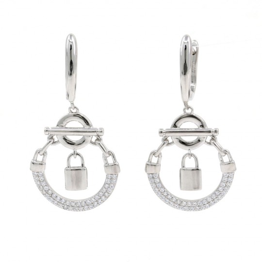 Lacatel earrings with crystals, rhodium-plated 925 silver