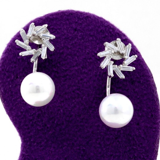 Earrings with pearls and crystals in rhodium-plated silver 925