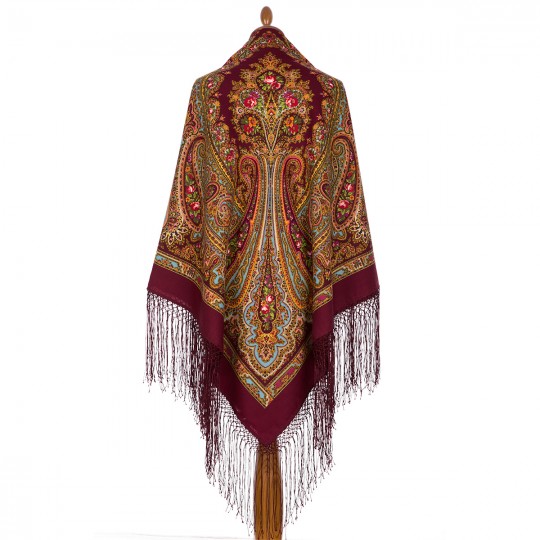 Russian shawl Sorceress, wool, brown - 148x148cm
