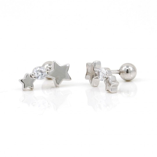 Cercei tragus din argint 925 rodiat, stelute cu cristal