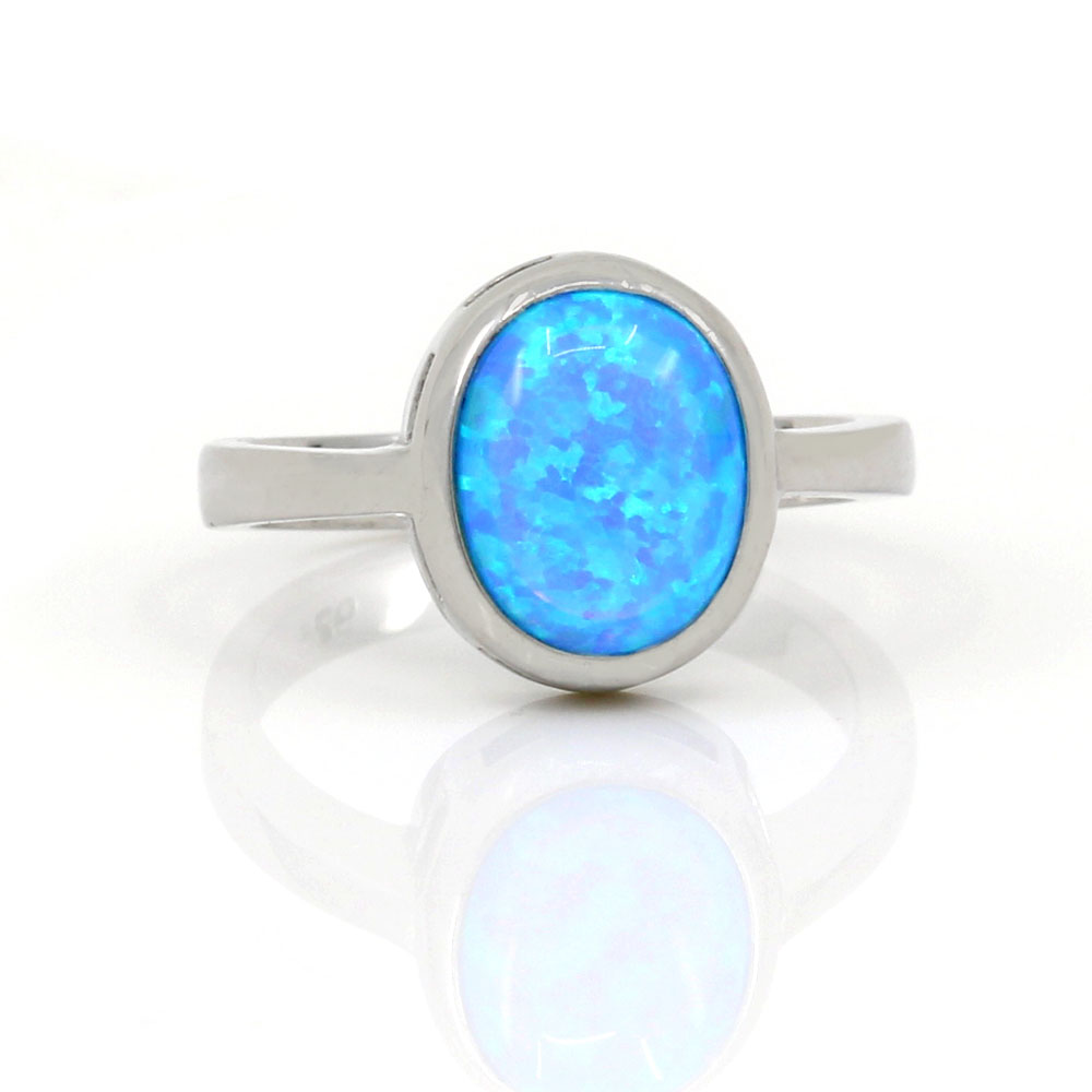 Azure Opal ring (53), rhodium-plated 925 silver