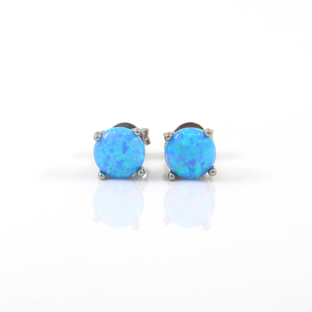 Azure Opal earrings, rhodium-plated 925 silver, 5mm