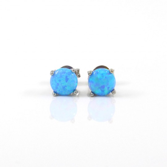 Azure Opal earrings, rhodium-plated 925 silver, 5mm