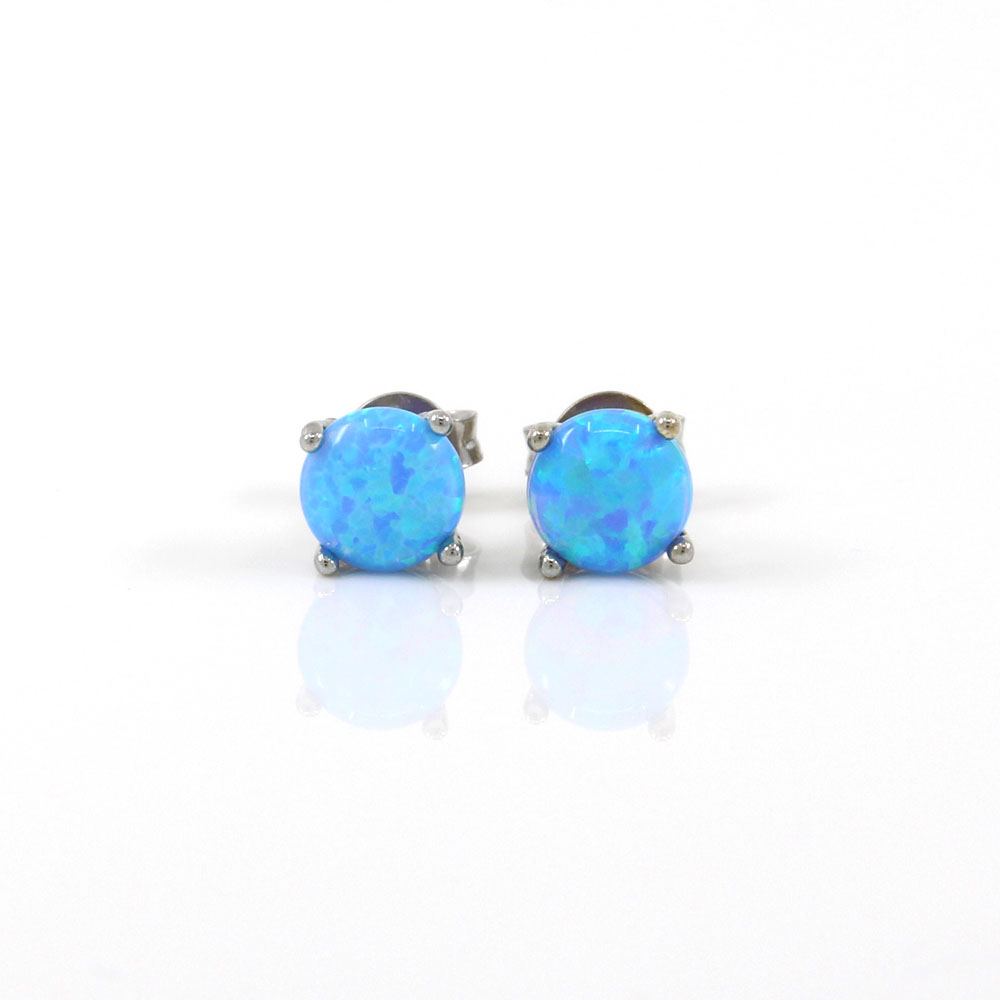 Azure Opal earrings, rhodium-plated 925 silver, 6mm