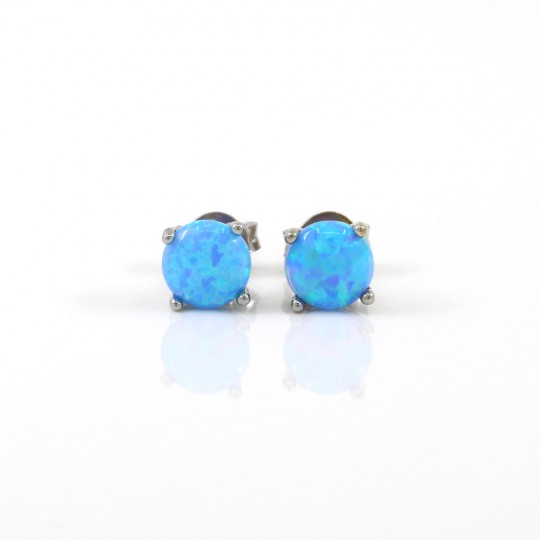 Azure Opal earrings, rhodium-plated 925 silver, 6mm