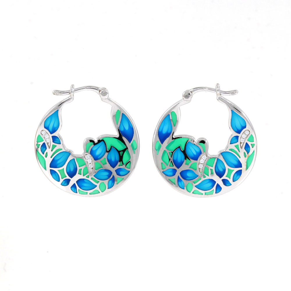 TipTop earrings with enamel and crystals in rhodium-plated 925 silver