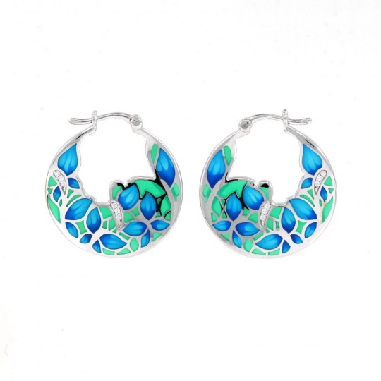 TipTop earrings with enamel and crystals in rhodium-plated 925 silver