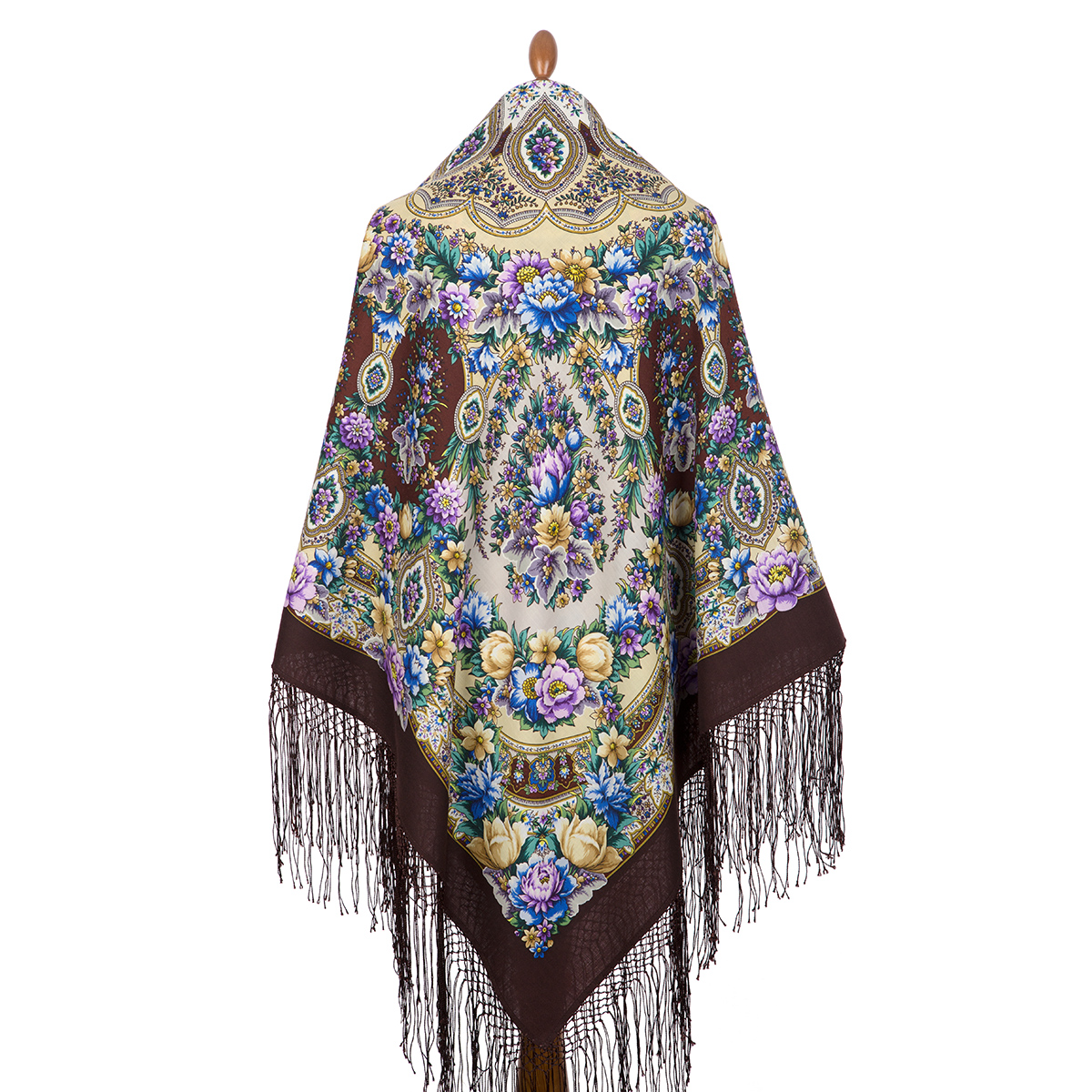 Sal premium Gold and Silver din lana, maro, 148x148cm