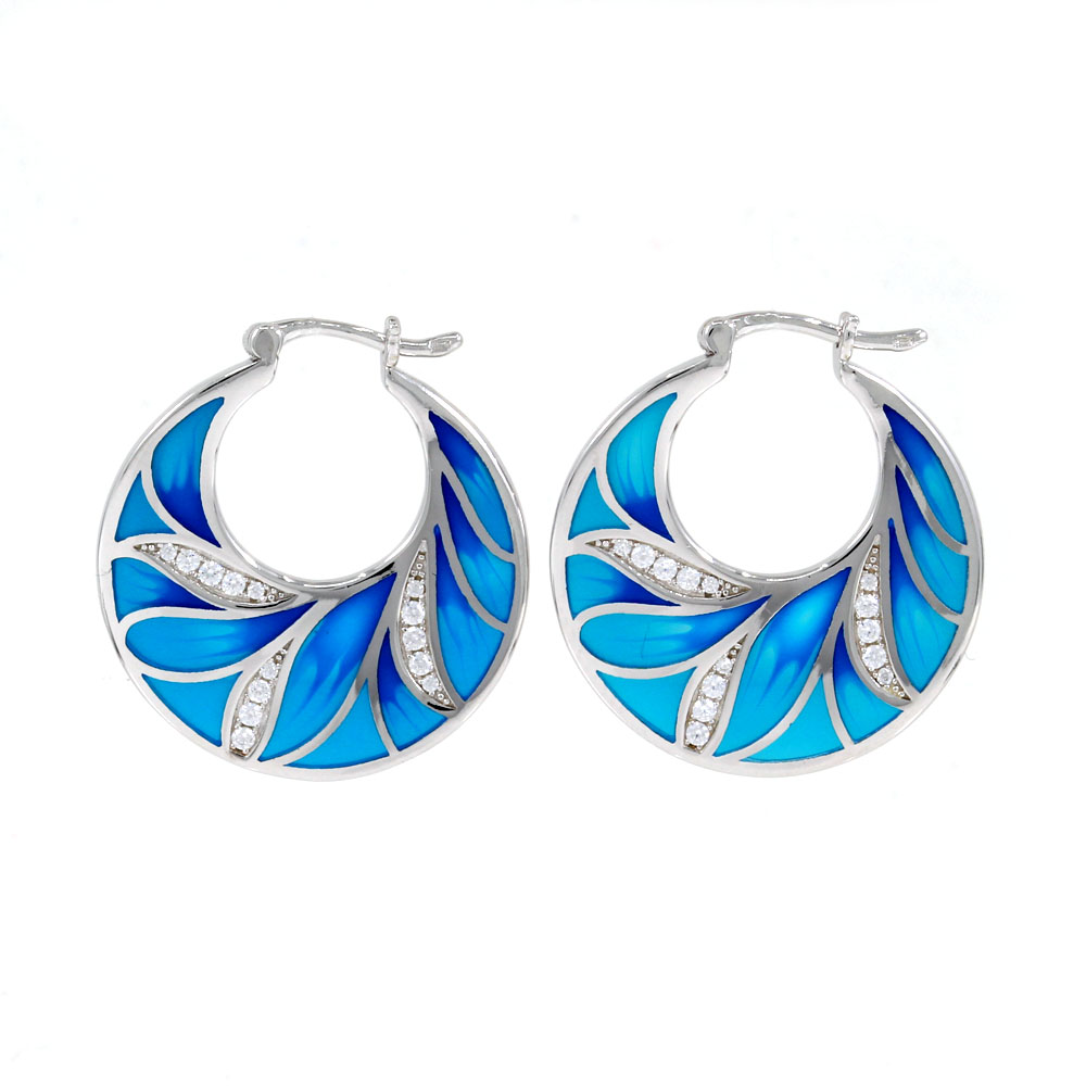 TipTop earrings with enamel and crystals in rhodium-plated 925 silver