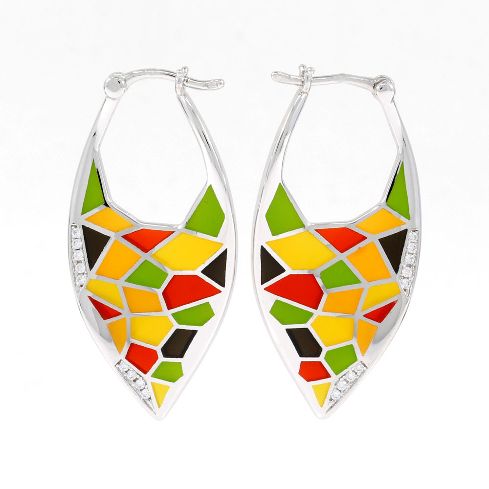 TipTop earrings with enamel and crystals in rhodium-plated 925 silver