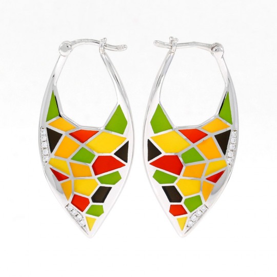 TipTop earrings with enamel and crystals in rhodium-plated 925 silver