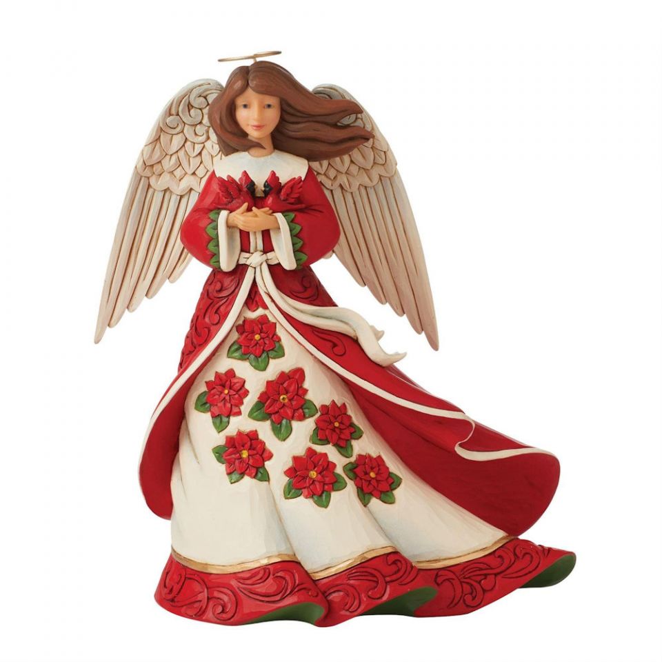 Story figurine - Jim Shore - Angel with red cloak and poinsettia flowers