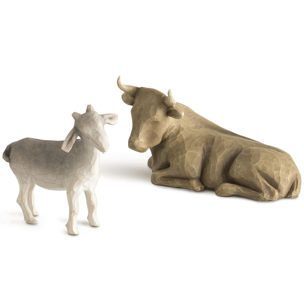 Figurina Willow Tree - Ox and Goat -  Boul si capra - Animalutele care au incalzit pe Pruncul Sfant