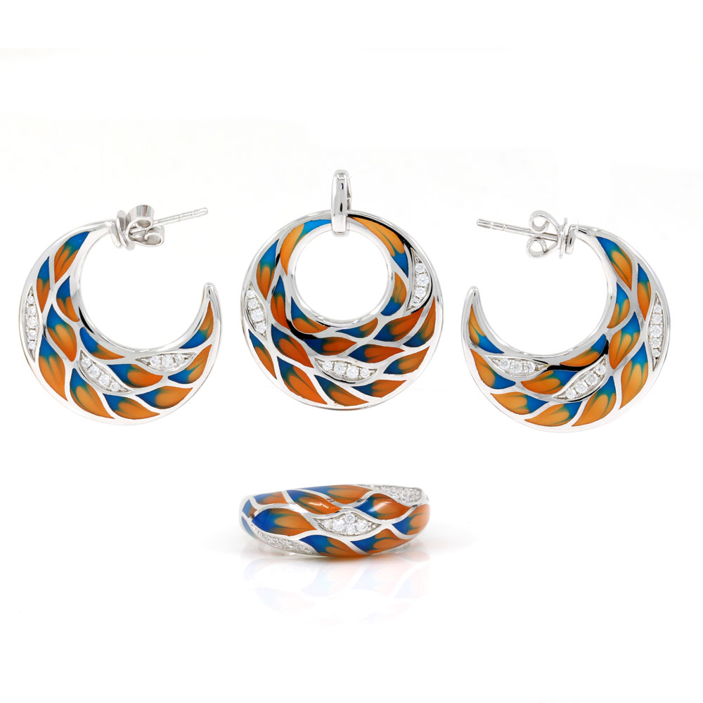 Set Lucy, cercei, inel, pandantiv, argint 925 rodiat