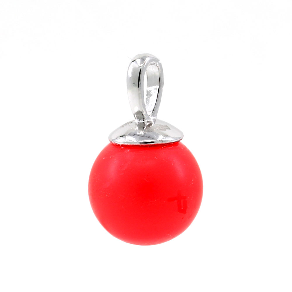 Pandantiv argint 925 rodiat cu perla Swarovski Neon Red 12mm