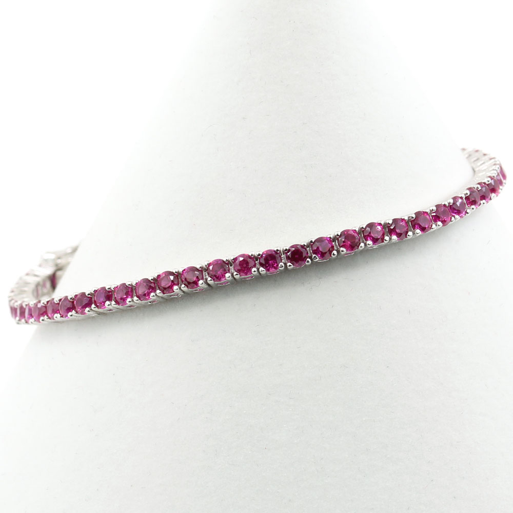 Bratara tennis - 18cm cu cristale Fucsia, argint 925 rodiat